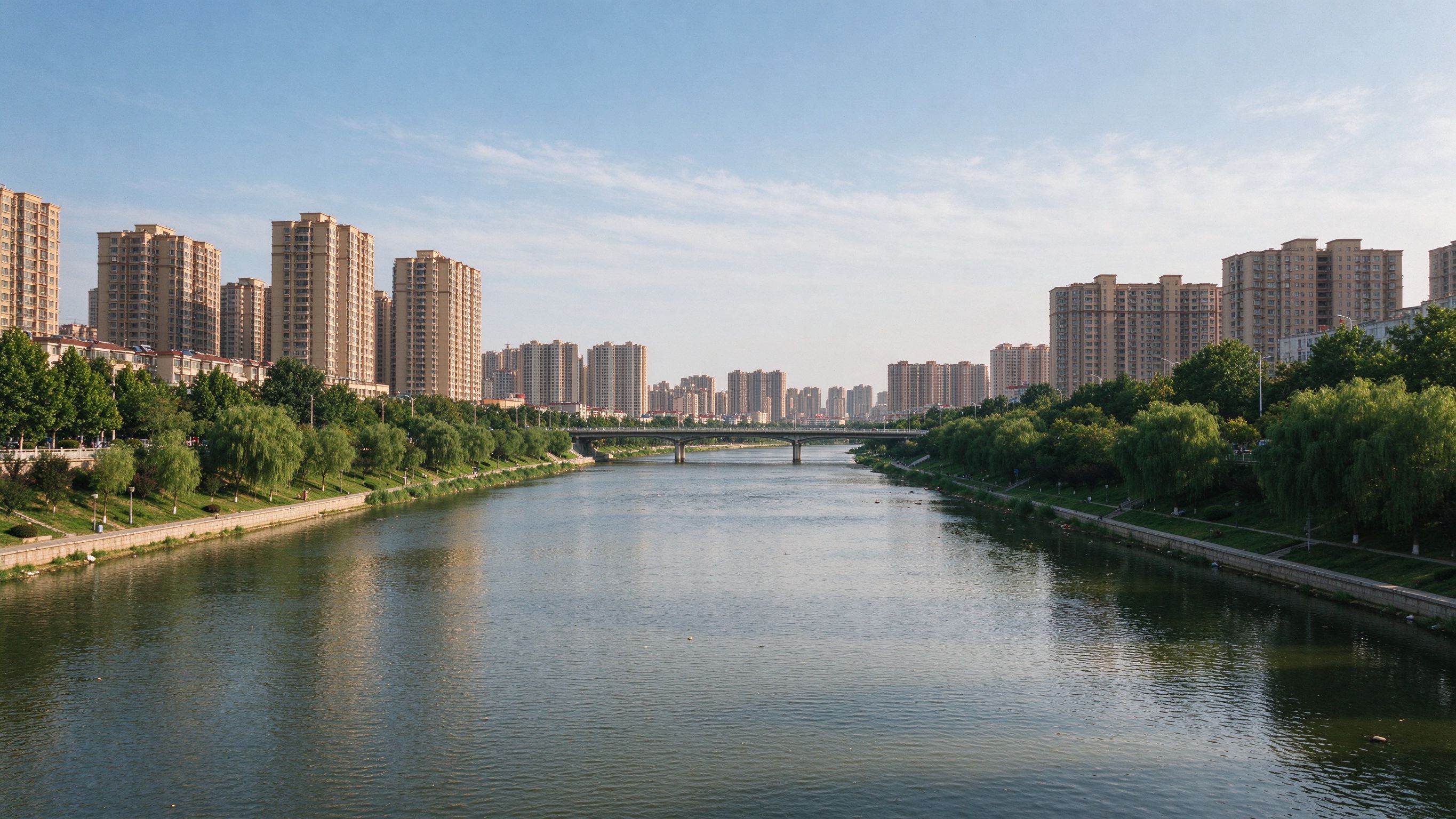 周口城市风貌：沙颍河穿城而过