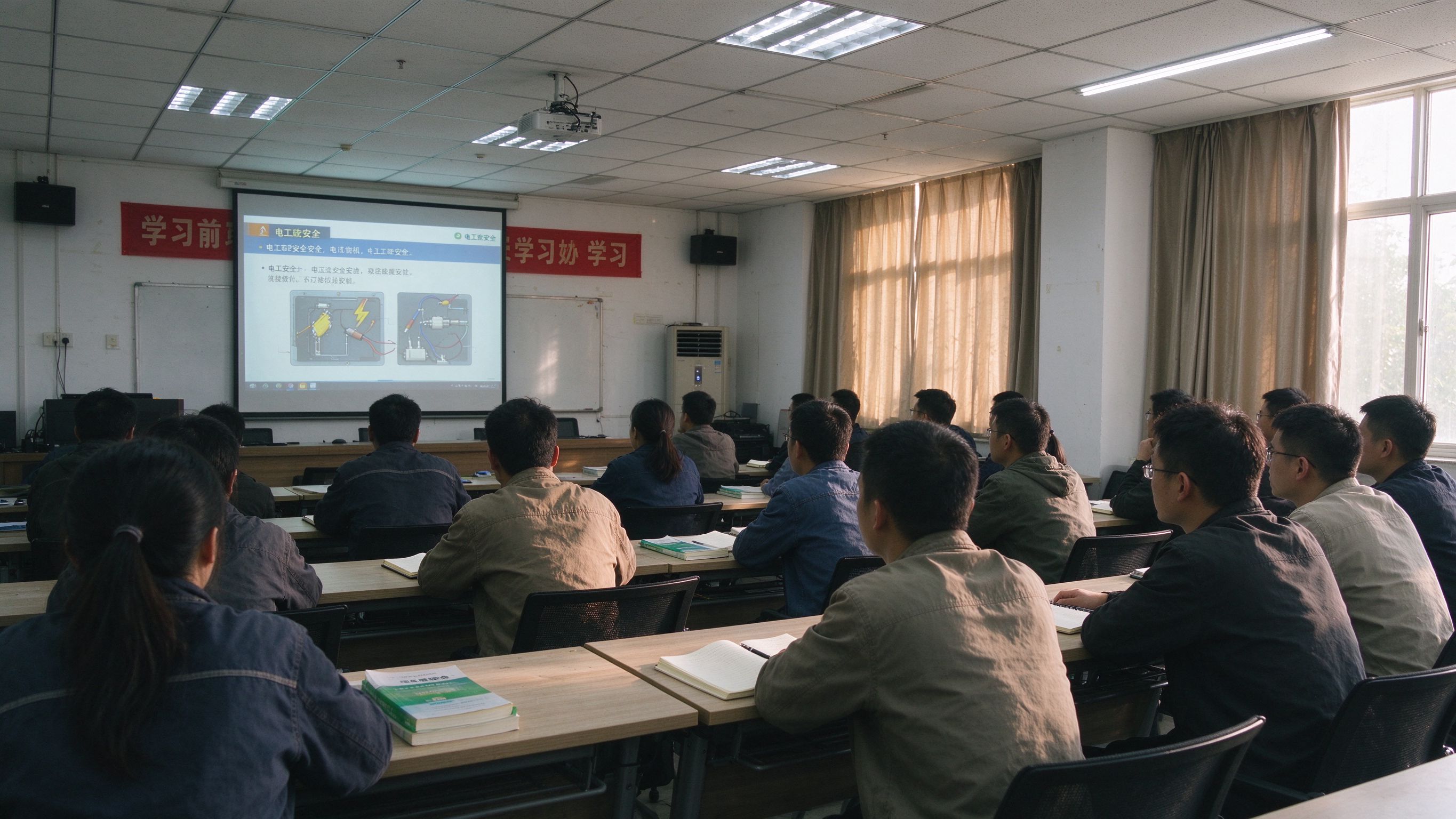 理论培训教室大屏课件学员听课